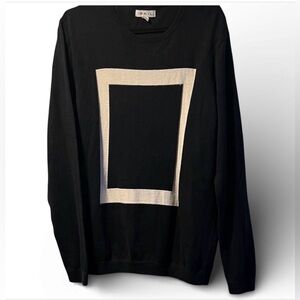 The Rail Black White Geometric Crewneck Sweater Sz XL EUC Classic Collegiate